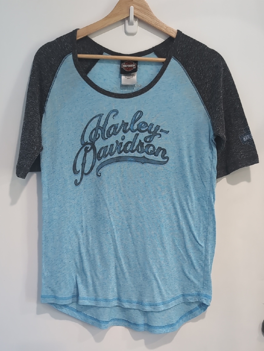 Harley-Davidson Blue & Charcoal Raglan Tee St. Augustine FL Women's Size Large